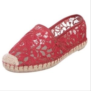 Authentic Valentino Garavani  Lace Pattern Mesh Accents Espadrilles
